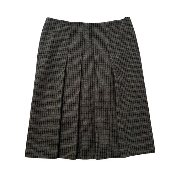 Miu Miu black plaid pleated midi a-line skirt size 40 - Picture 1 of 8